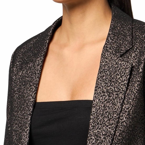 All Saints Alesia Lux Blazer in Black and Gold - Picture 3 of 4